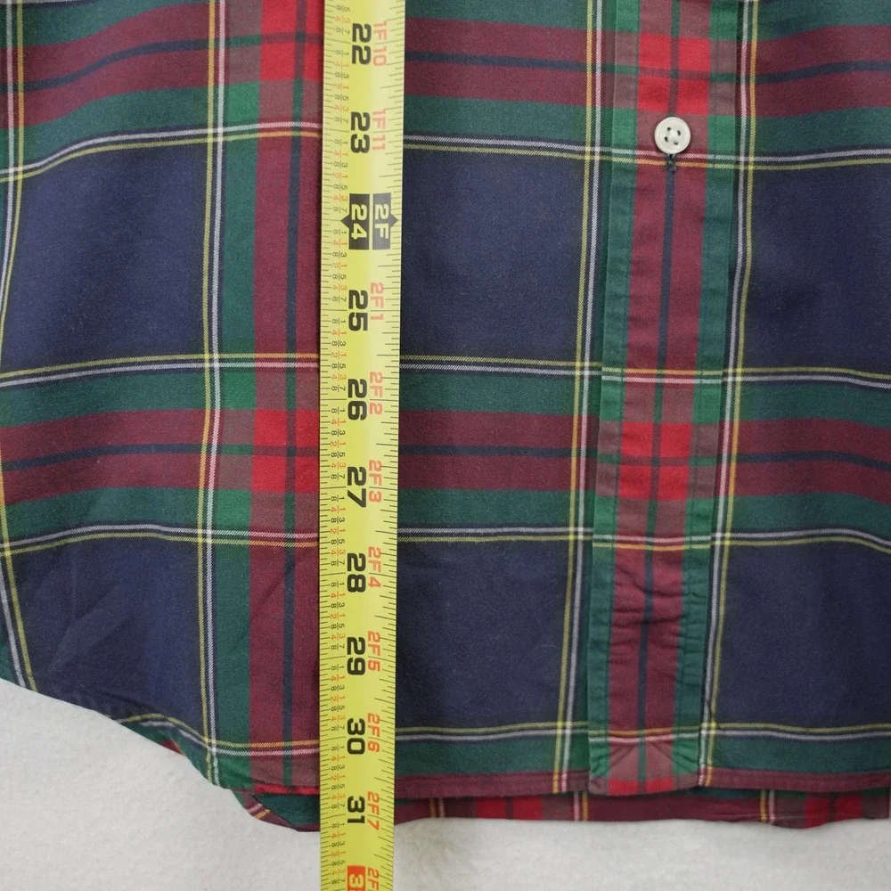 Polo Ralph Lauren Mens Classic Fit Plaid Button Down Shirt‎ Large Navy Green Red